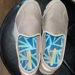 Beige Sketchers Slip Ons